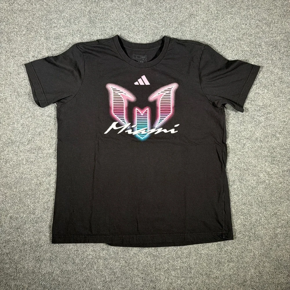 Adidas Messi Inter Miami T-Shirt Mens Large‎ Black Graphic Tee